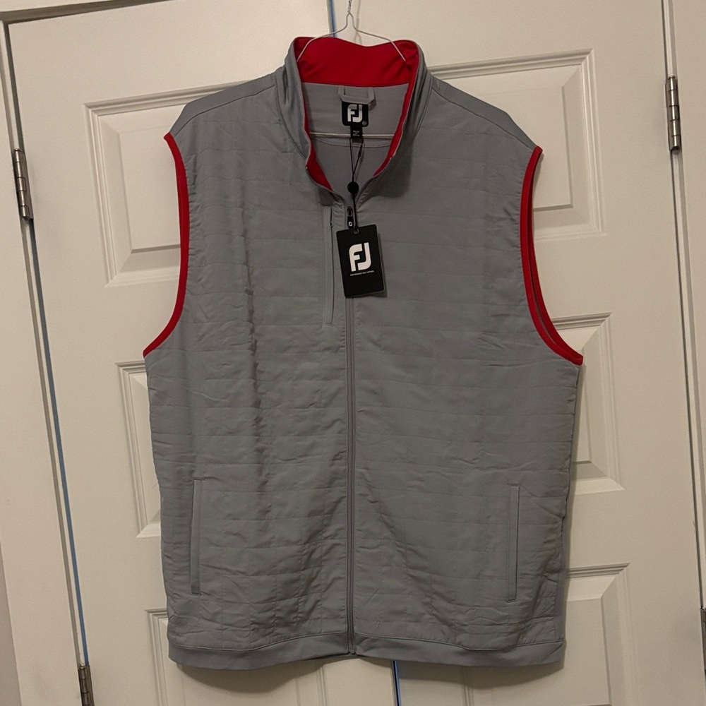 FootJoy Men's Vest in Gray with Red Accents